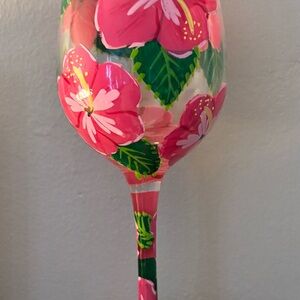 Hand-Painted Floral Wine Glass